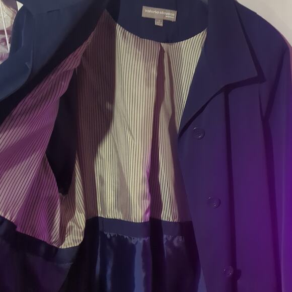 NWT Valerie Stevens 1X Premium Navy Blue Classic Trench Coat - Picture 3 of 8